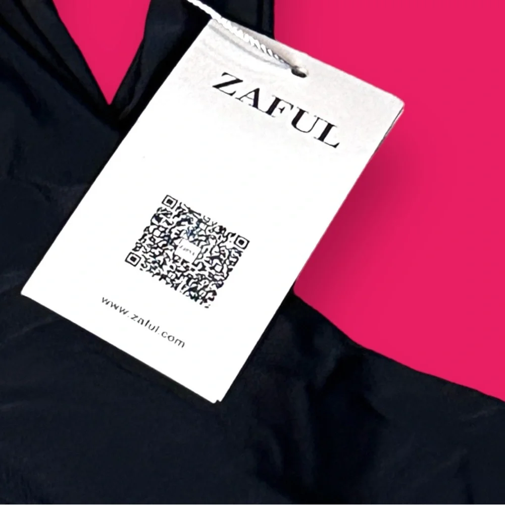 NWT Zaful Black Faux Front Tie Bikini Top. Size Large   👙☀️👙☀️👙 - Picture 8 of 8